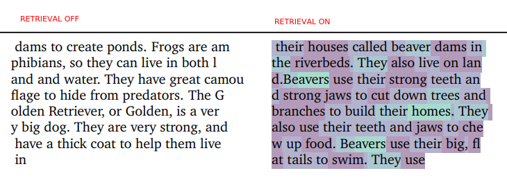 RETRO generated text keeps on topic thanks to longer sequences