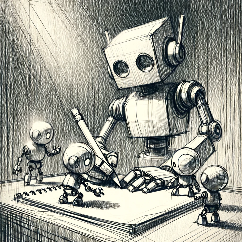 Robot writing synthetic data for its children :D